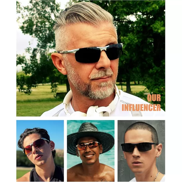 DUCO Mens Sports Polarized Sunglasses UV Protection Sunglasses for Men 8177sSilver Frame Gray Lens