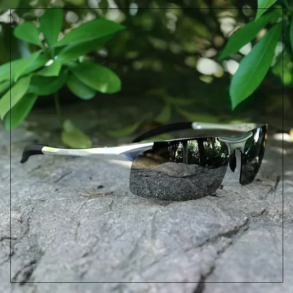 DUCO Mens Sports Polarized Sunglasses UV Protection Sunglasses for Men 8177sSilver Frame Mirror Lens