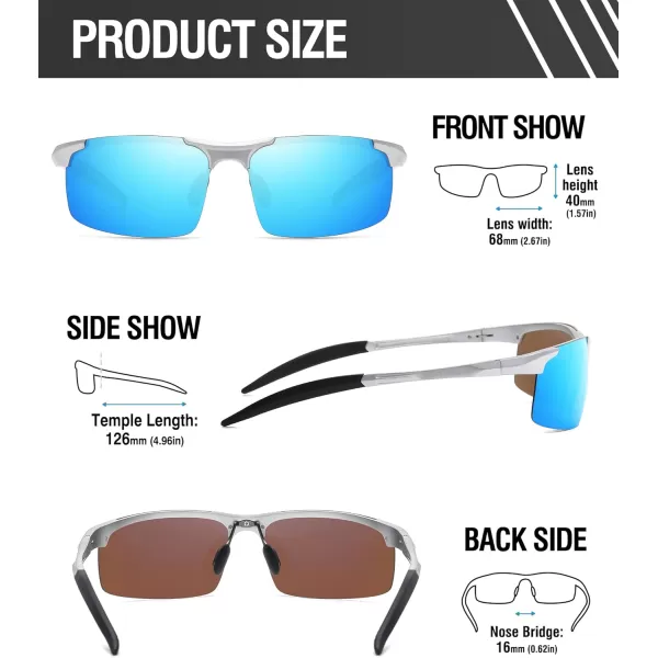 DUCO Mens Sports Polarized Sunglasses UV Protection Sunglasses for Men 8177sSilver Frame Revo Blue Lens
