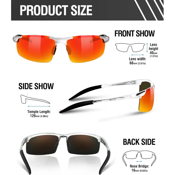 DUCO Mens Sports Polarized Sunglasses UV Protection Sunglasses for Men 8177sSilver Frame Revo Gold Lens