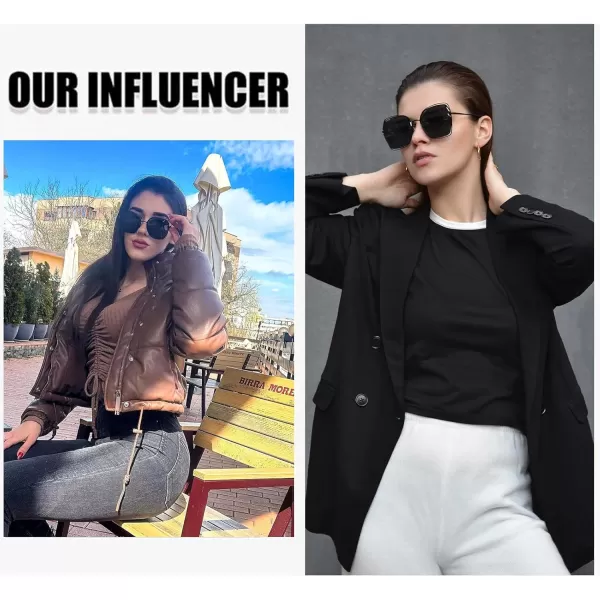 DUCO Oversized Fashion Sunglasses for Women Colorful UV Protection Lens Trendy Retro Designer Sunglasses DC1226Black Frame Grey Lens