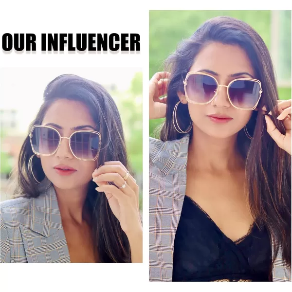 DUCO Oversized Fashion Sunglasses for Women Colorful UV Protection Lens Trendy Retro Designer Sunglasses DC1226Gradient Grey