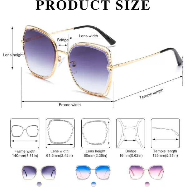 DUCO Oversized Fashion Sunglasses for Women Colorful UV Protection Lens Trendy Retro Designer Sunglasses DC1226Gradient Grey