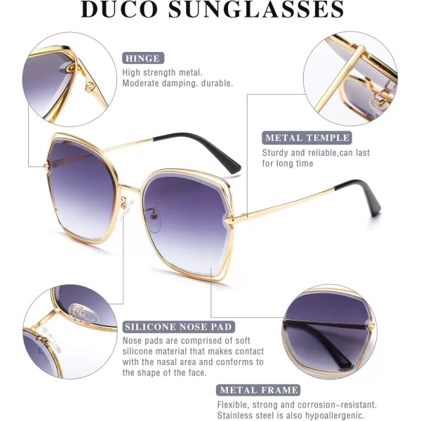 DUCO Oversized Fashion Sunglasses for Women Colorful UV Protection Lens Trendy Retro Designer Sunglasses DC1226Gradient Grey