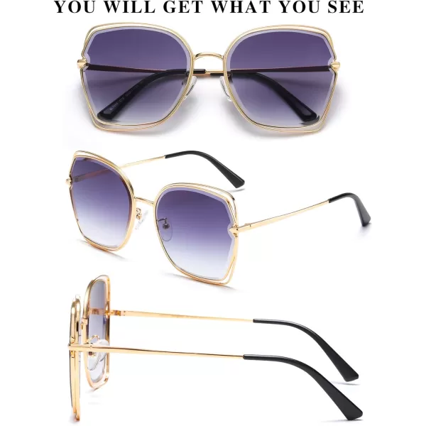 DUCO Oversized Fashion Sunglasses for Women Colorful UV Protection Lens Trendy Retro Designer Sunglasses DC1226Gradient Grey