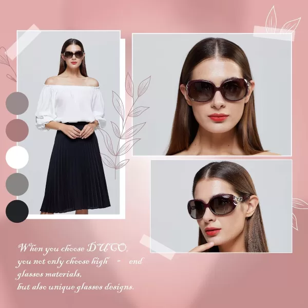 DUCO Oversized Polarized Sunglasses for Women Retro Trendy Frame Vintage Ladies Shades UV Protection 1220Brown Frame Brown Lens