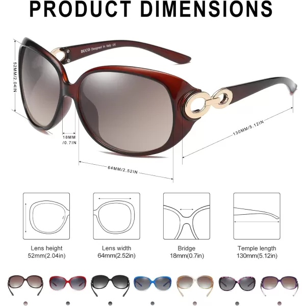 DUCO Oversized Polarized Sunglasses for Women Retro Trendy Frame Vintage Ladies Shades UV Protection 1220Brown Frame Brown Lens