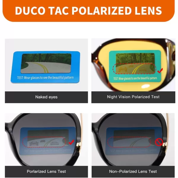 DUCO Oversized Polarized Sunglasses for Women Retro Trendy Frame Vintage Ladies Shades UV Protection 1220Brown Frame Yellow Lens