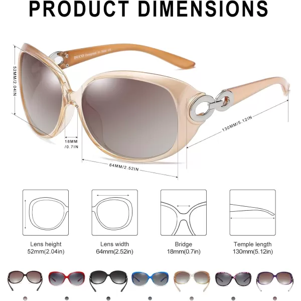 DUCO Oversized Polarized Sunglasses for Women Retro Trendy Frame Vintage Ladies Shades UV Protection 1220Champagne Frame Brown Lens