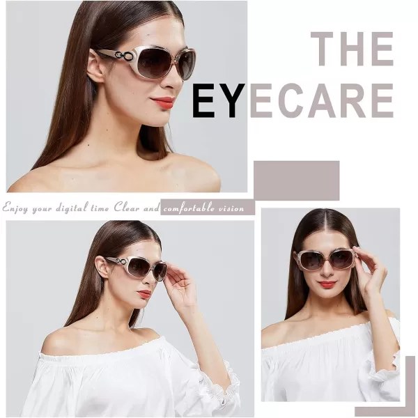 DUCO Oversized Polarized Sunglasses for Women Retro Trendy Frame Vintage Ladies Shades UV Protection 1220Champagne Frame Brown Lens