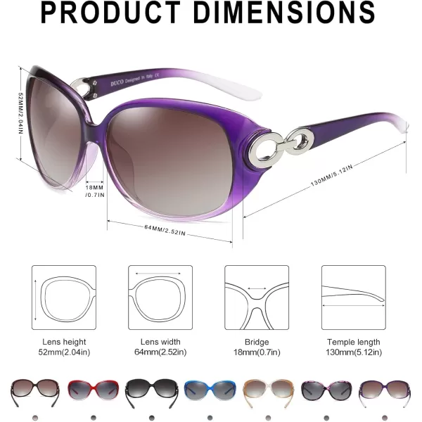 DUCO Oversized Polarized Sunglasses for Women Retro Trendy Frame Vintage Ladies Shades UV Protection 1220Gradient Purple Frame Brown Lens