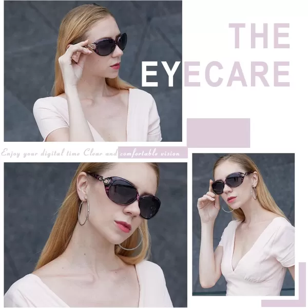 DUCO Oversized Polarized Sunglasses for Women Retro Trendy Frame Vintage Ladies Shades UV Protection 1220Purple Tortoise Frame Grey Lens