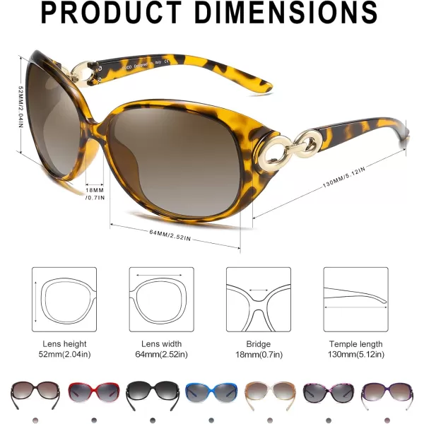DUCO Oversized Polarized Sunglasses for Women Retro Trendy Frame Vintage Ladies Shades UV Protection 1220Tortoise Frame Brown Lens