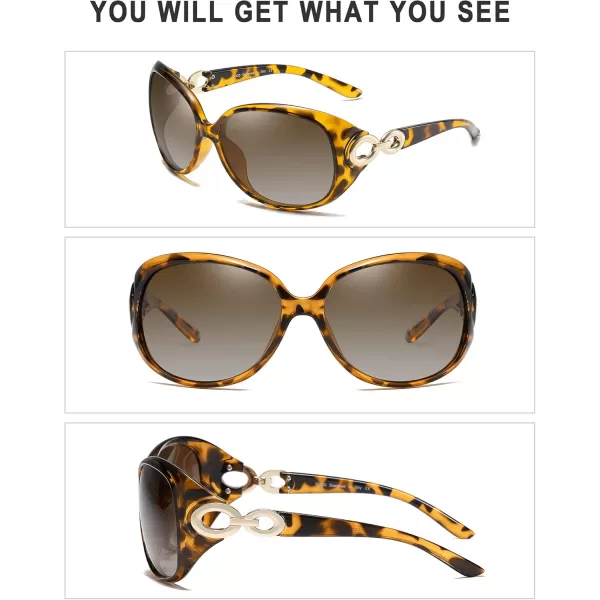 DUCO Oversized Polarized Sunglasses for Women Retro Trendy Frame Vintage Ladies Shades UV Protection 1220Tortoise Frame Brown Lens