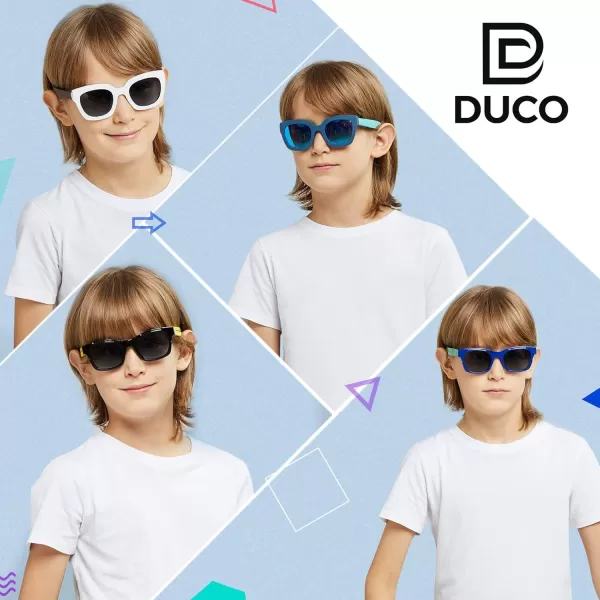 DUCO Polarized Kids Sunglasses Boys Cute Unbreakable Sunglasses for Kids UV400 Protection Age 610 K019Black Frame Yellow Temple