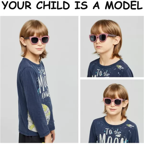 DUCO Polarized Kids Sunglasses Boys Cute Unbreakable Sunglasses for Kids UV400 Protection Age 610 K019Red Frame Brown Temple