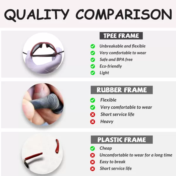 DUCO Polarized Kids Sunglasses Boys Cute Unbreakable Sunglasses for Kids UV400 Protection Age 610 K019Red Frame Brown Temple