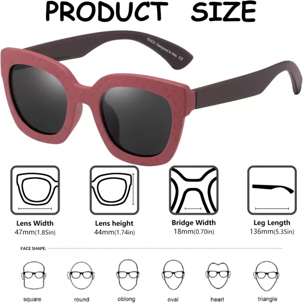 DUCO Polarized Kids Sunglasses Boys Cute Unbreakable Sunglasses for Kids UV400 Protection Age 610 K019Red Frame Brown Temple