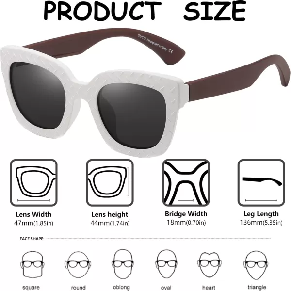 DUCO Polarized Kids Sunglasses Boys Cute Unbreakable Sunglasses for Kids UV400 Protection Age 610 K019White Frame Brown Temple