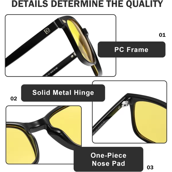 DUCO Polarized Night Vision Driving Glasses Anti GlareGlare Reducing Polarised Nighttime Driving Glasses 5201YShine Black