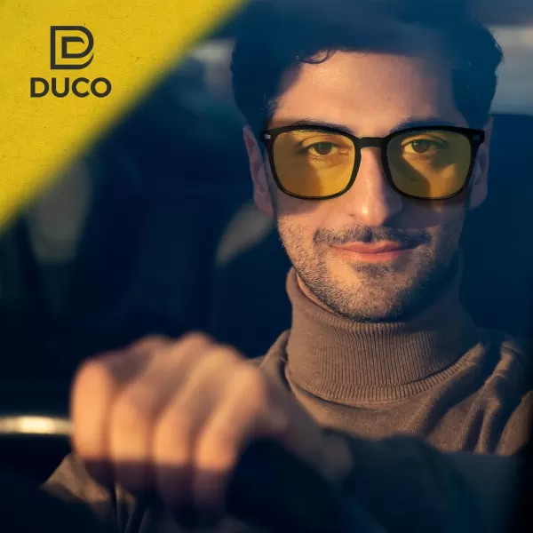 DUCO Polarized Night Vision Driving Glasses Anti GlareGlare Reducing Polarised Nighttime Driving Glasses 5201YShine Black