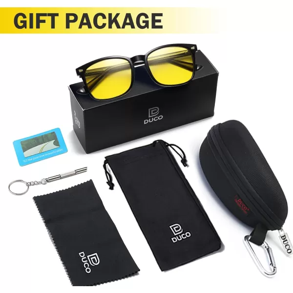 DUCO Polarized Night Vision Driving Glasses Anti GlareGlare Reducing Polarised Nighttime Driving Glasses 5201YShine Black