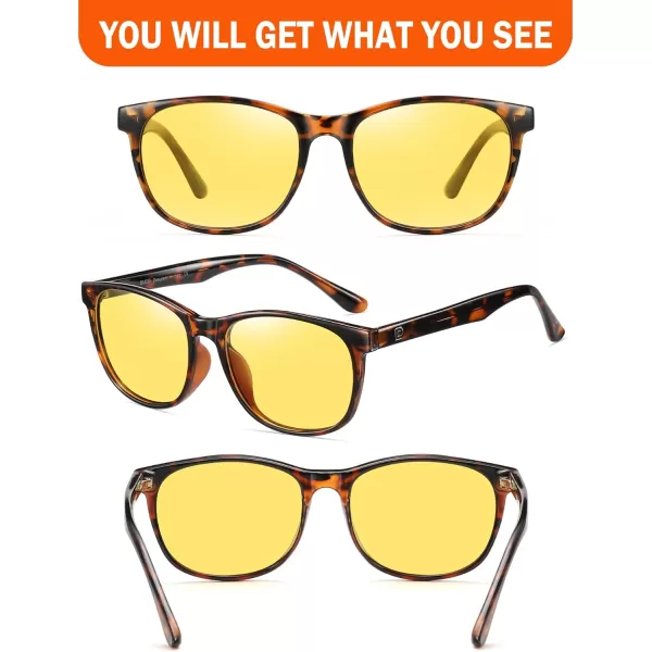 DUCO Polarized Sports HD Night Vision Glasses for Men Nighttime Driving Glasses with TR90 Frame 2144YBrown Tortoise Frame