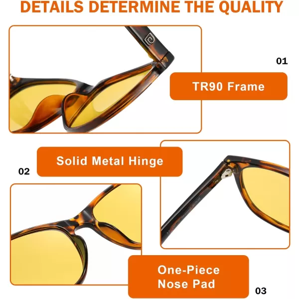 DUCO Polarized Sports HD Night Vision Glasses for Men Nighttime Driving Glasses with TR90 Frame 2144YBrown Tortoise Frame