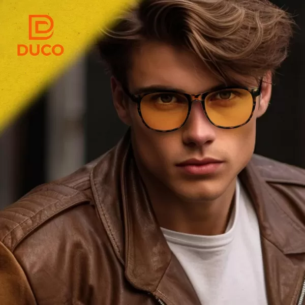DUCO Polarized Sports HD Night Vision Glasses for Men Nighttime Driving Glasses with TR90 Frame 2144YBrown Tortoise Frame