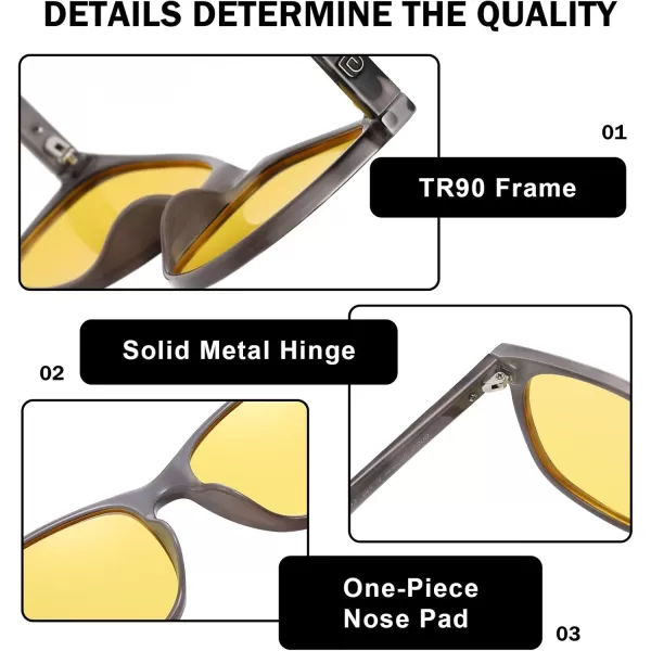 DUCO Polarized Sports HD Night Vision Glasses for Men Nighttime Driving Glasses with TR90 Frame 2144YGrey Tortoise Frame