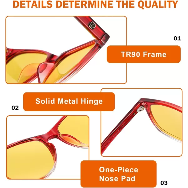 DUCO Polarized Sports HD Night Vision Glasses for Men Nighttime Driving Glasses with TR90 Frame 2144YWine Red Frame