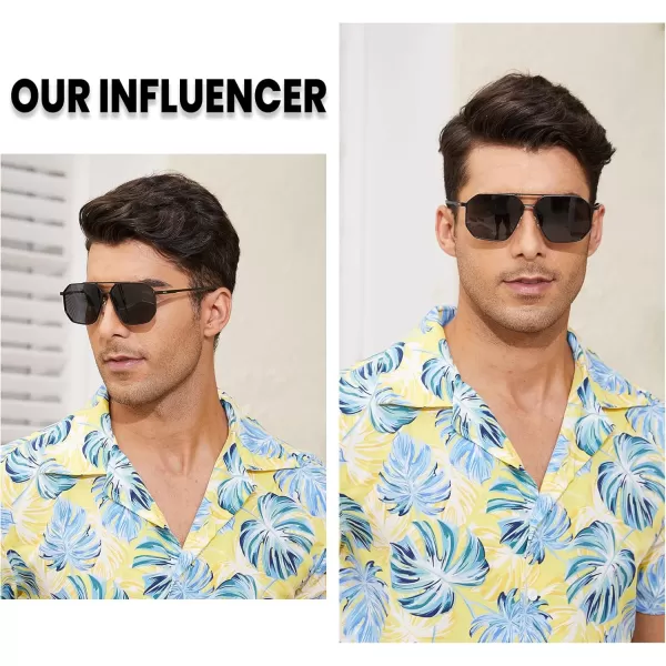 DUCO Polarized Sunglasses Men Women Retro Classic Square Sun Glasses Oversized Vintage Metal Frame Trendy Shades DC3032Blackgrey