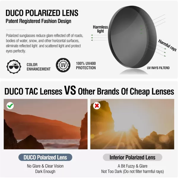 DUCO Polarized Sunglasses Men Women Retro Classic Square Sun Glasses Oversized Vintage Metal Frame Trendy Shades DC3032Gold Frame Green Lens