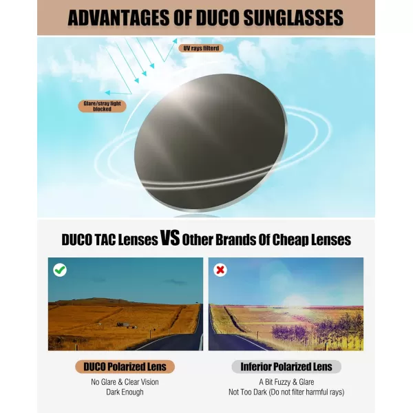 DUCO Retro Aviator Polarized Sunglasses Women Men Vintage Double Bridge Sun Glasses Classic Shades DC1208Black Frame Revo Red Lens