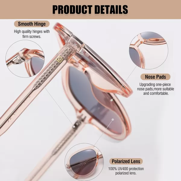 DUCO Retro Aviator Polarized Sunglasses Women Men Vintage Double Bridge Sun Glasses Classic Shades DC1208Transparent Brown Frame Green Brown Lens