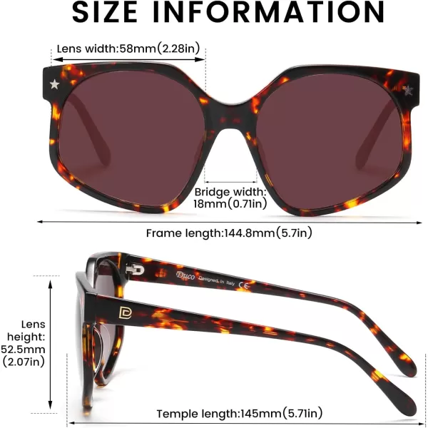 DUCO Retro Oversized Hexagonal Polarized Sunglasses for Women Men Trendy Shades UV400 Protection Designer Sun Glasses DC1108Tortoise Frame Gradient Brown Lens