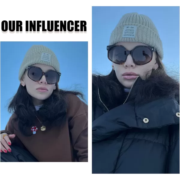 DUCO Retro Oversized Hexagonal Polarized Sunglasses for Women Men Trendy Shades UV400 Protection Designer Sun Glasses DC1108Tortoise Frame Gradient Brown Lens