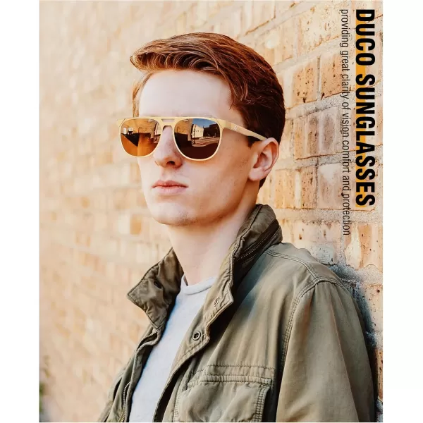 DUCO Retro Polarized Sunglasses for Men UV400 Protection Mens Sun Glasses Vintage Shades with Lightweight ALMG Frame DC3052Golden Frame Brown Lens