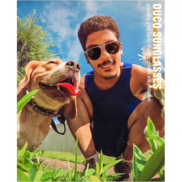 DUCO Retro Polarized Sunglasses for Men UV400 Protection Mens Sun Glasses Vintage Shades with Lightweight ALMG Frame DC3052Silver Frame Grey Lens