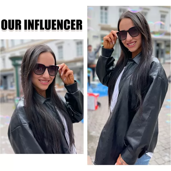 DUCO Retro Round Sunglasses for Women Vintage Polarized Woman Shades Lightweight PC Frame UV400 Protection Sun Glasses W01603 Black Frame Grey Lens