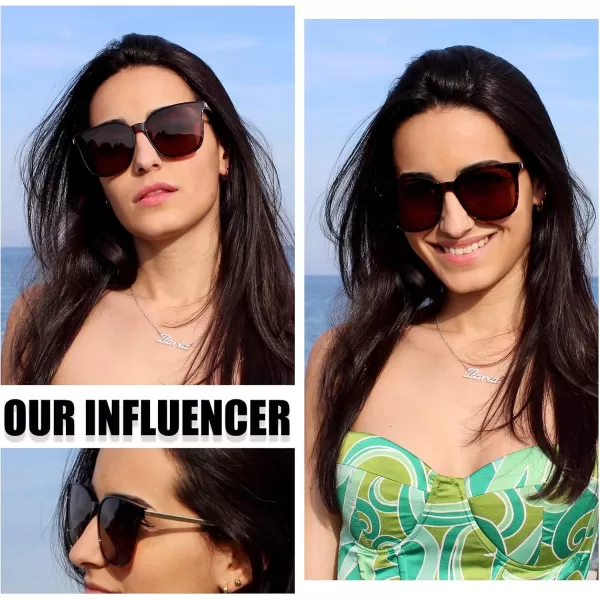 DUCO Retro Round Sunglasses for Women Vintage Polarized Woman Shades Lightweight PC Frame UV400 Protection Sun Glasses W01606 Purple Tortoise Frame Purple Lens