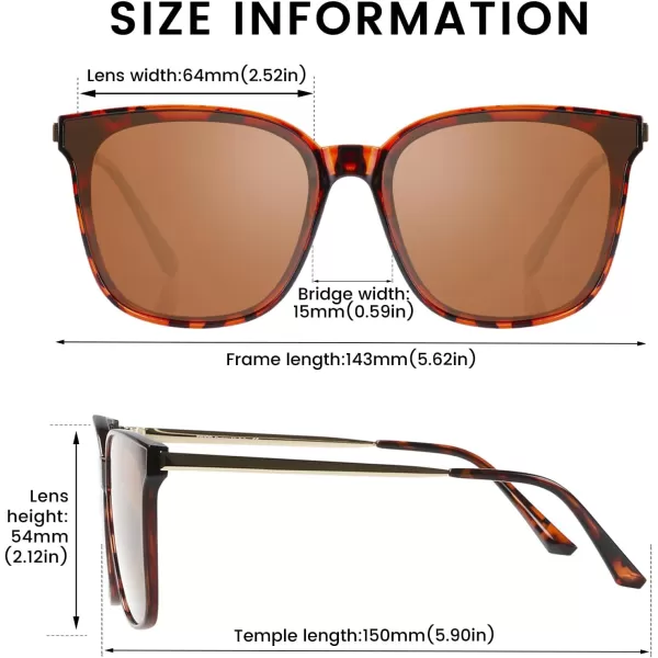 DUCO Retro Round Sunglasses for Women Vintage Polarized Woman Shades Lightweight PC Frame UV400 Protection Sun Glasses W01611 Tortoise Frame Brown Lens