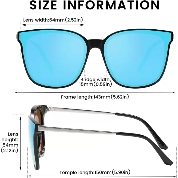 DUCO Retro Round Sunglasses for Women Vintage Polarized Woman Shades Lightweight PC Frame UV400 Protection Sun Glasses W01612 Black Frame Revo Blue Lens