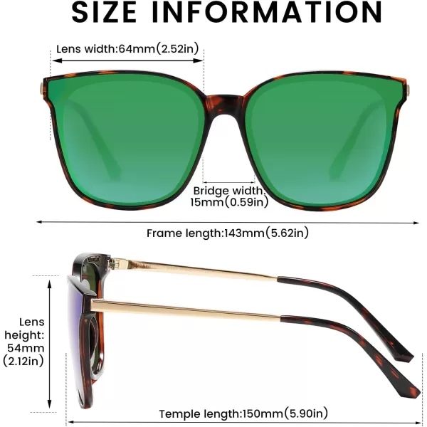 DUCO Retro Round Sunglasses for Women Vintage Polarized Woman Shades Lightweight PC Frame UV400 Protection Sun Glasses W01613 Tortoise Frame Revo Green Lens