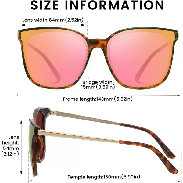 DUCO Retro Round Sunglasses for Women Vintage Polarized Woman Shades Lightweight PC Frame UV400 Protection Sun Glasses W01615 Tortoise Frame Revo Pink Lens