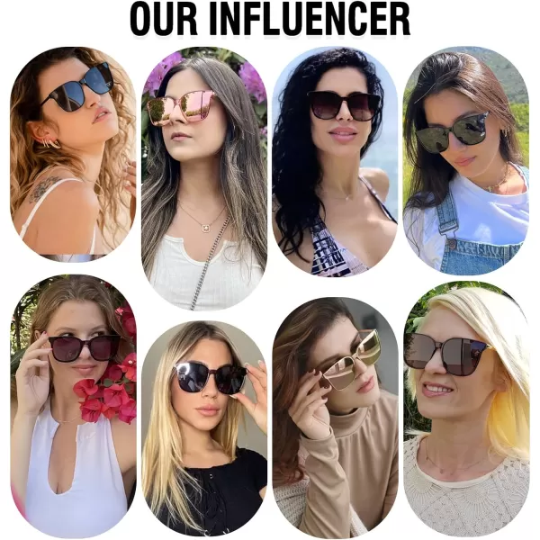 DUCO Retro Round Sunglasses for Women Vintage Polarized Woman Shades Lightweight PC Frame UV400 Protection Sun Glasses W01616 Grey Tortoise Frame Brown Lens