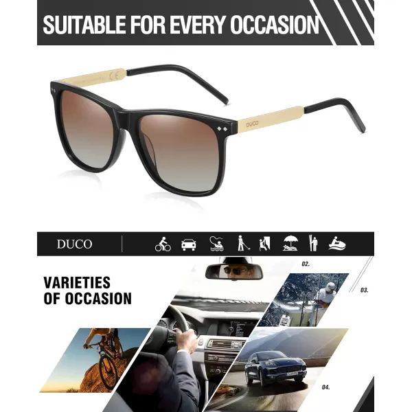 DUCO Retro Square Polarized Sunglasses for Men Women Sun Glasses Acetate Frame 100 UV Protection 2143Black Frame Gradient Teal Lens