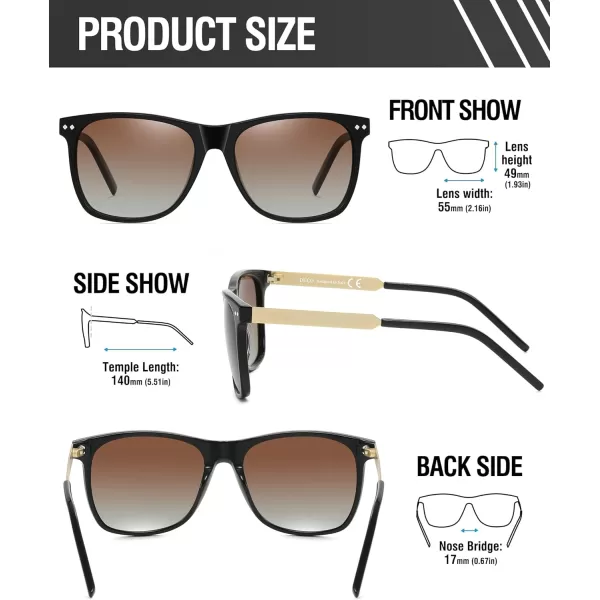 DUCO Retro Square Polarized Sunglasses for Men Women Sun Glasses Acetate Frame 100 UV Protection 2143Black Frame Gradient Teal Lens
