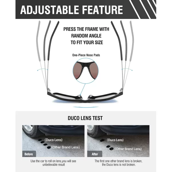 DUCO Retro Square Polarized Sunglasses for Men Women Sun Glasses Acetate Frame 100 UV Protection 2143Black Frame Revo Blue Lens