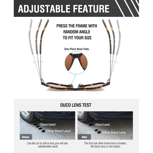 DUCO Retro Square Polarized Sunglasses for Men Women Sun Glasses Acetate Frame 100 UV Protection 2143Tortoise Frame Revo Green Lens